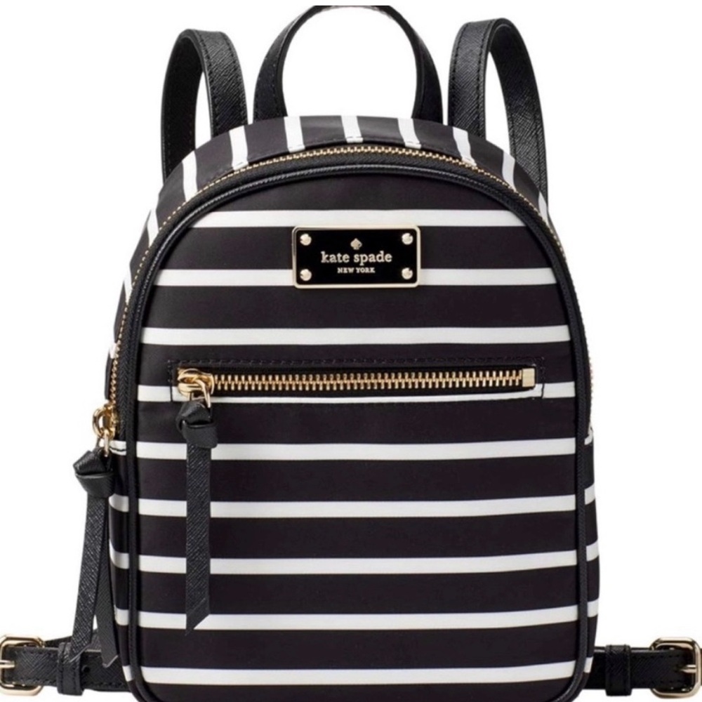 Kate Spade Black and White Striped Backpack